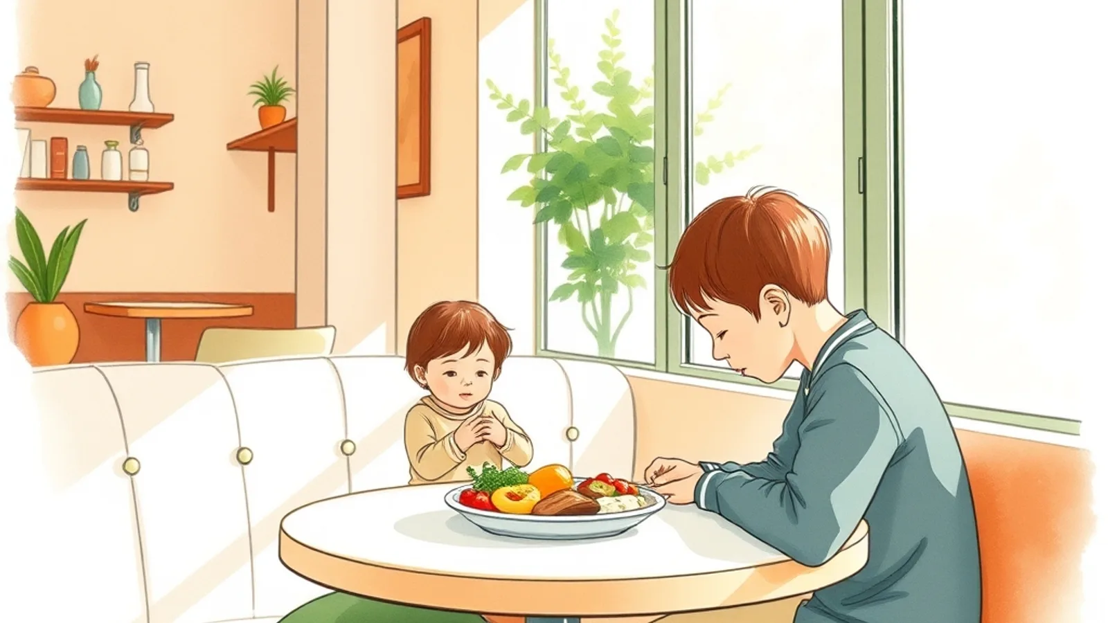 2〜3歳の昼食|ナポリタン(小麦パスタ)でカフェ風